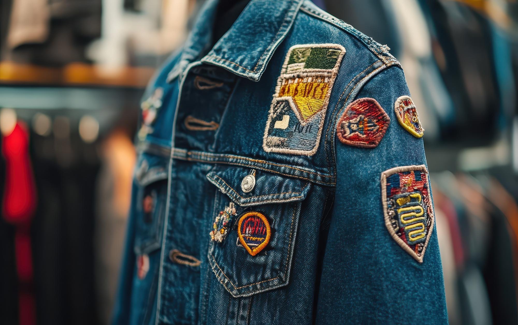 Personalized embroidered patch on denim