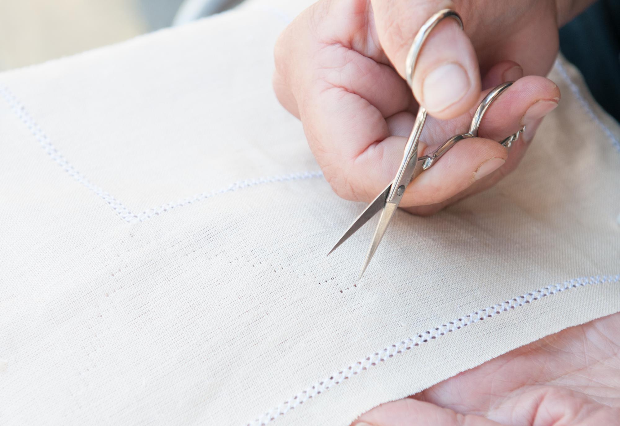 Workshop hands stitching detailed sampler